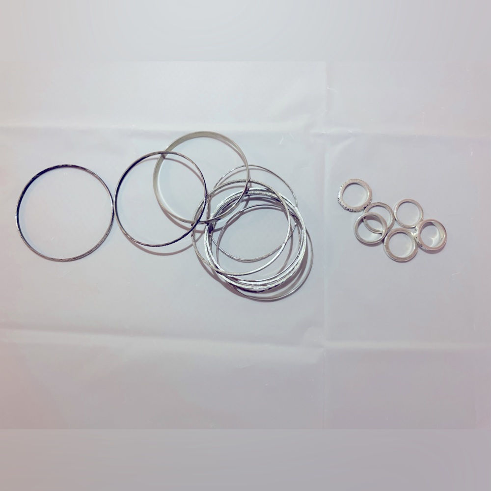 Banana Republic Bundle of sterling silver 6 rings and 10 bangle bracelets